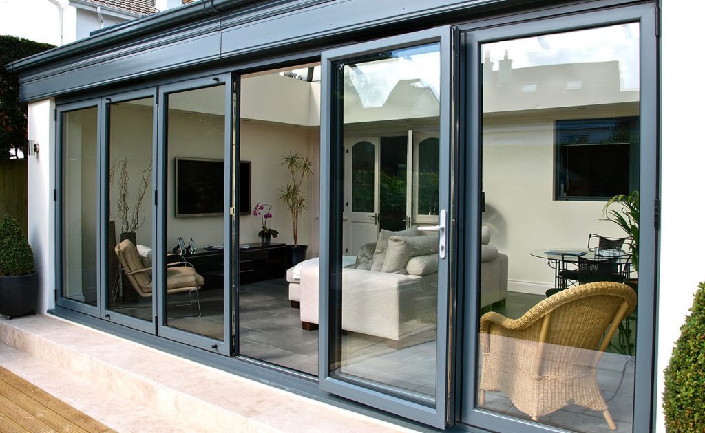 Grey aluminium bifold door